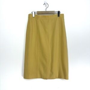Vintage Escada Yellow 100% Wool Pencil Skirt Sz 42